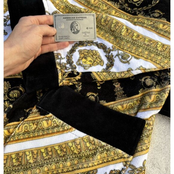 Versace Light Gold/Black Baroque Print Robe - Picture 4 of 4